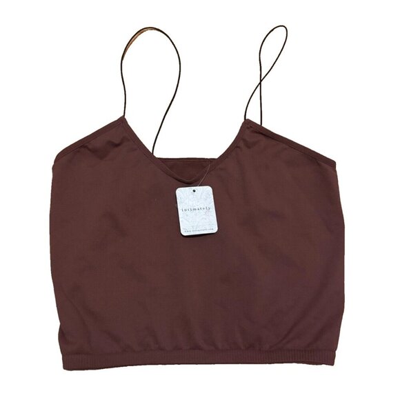 Free People Intimately Skinny Strap Brami CropTop Brown Cappucino Womens M/L NWT - Picture 2 of 4